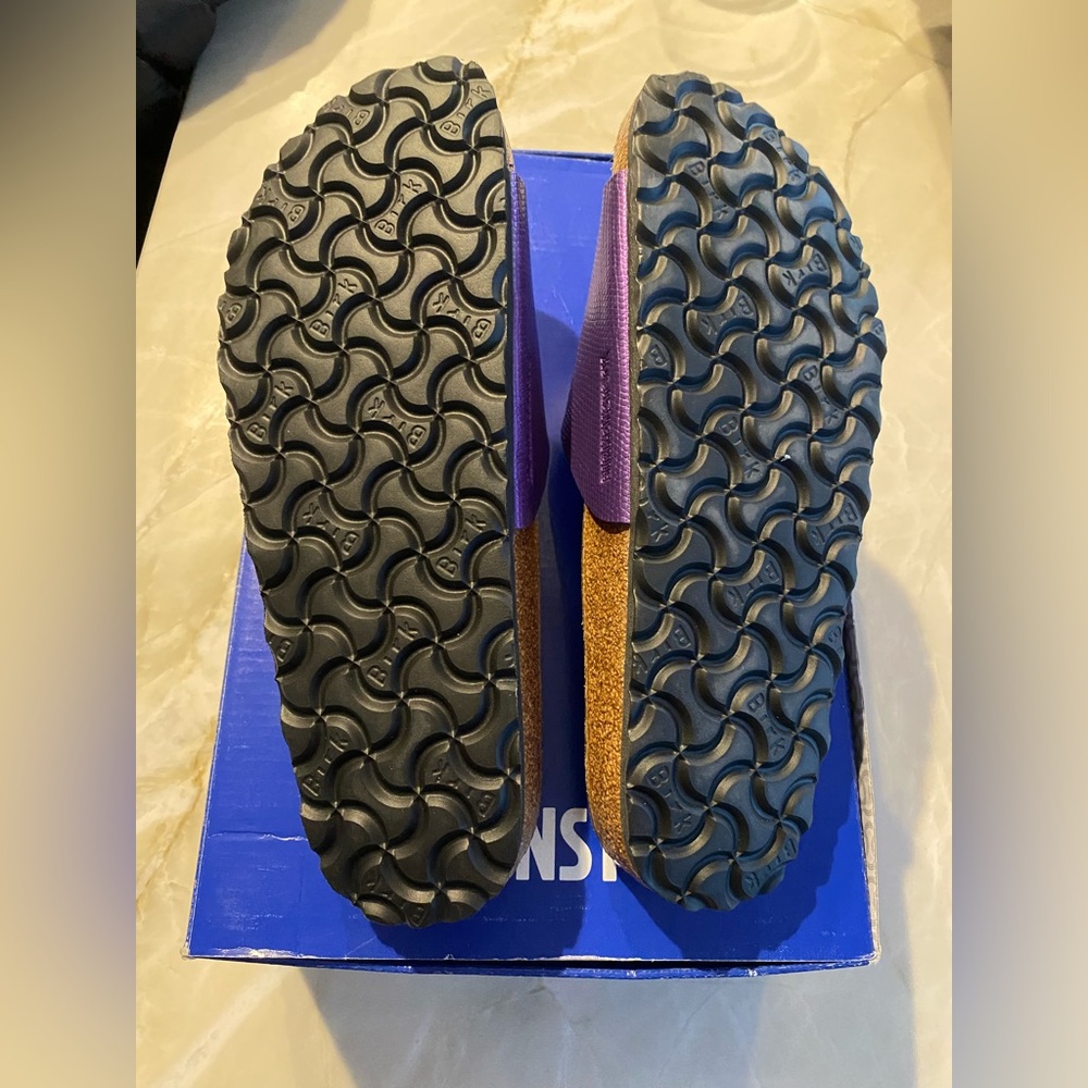 Birkenstock Shiny Lizard Acai Cătălina Sandals NIB 39 / W8 Narrow Fit PURPLE - Picture 2 of 5